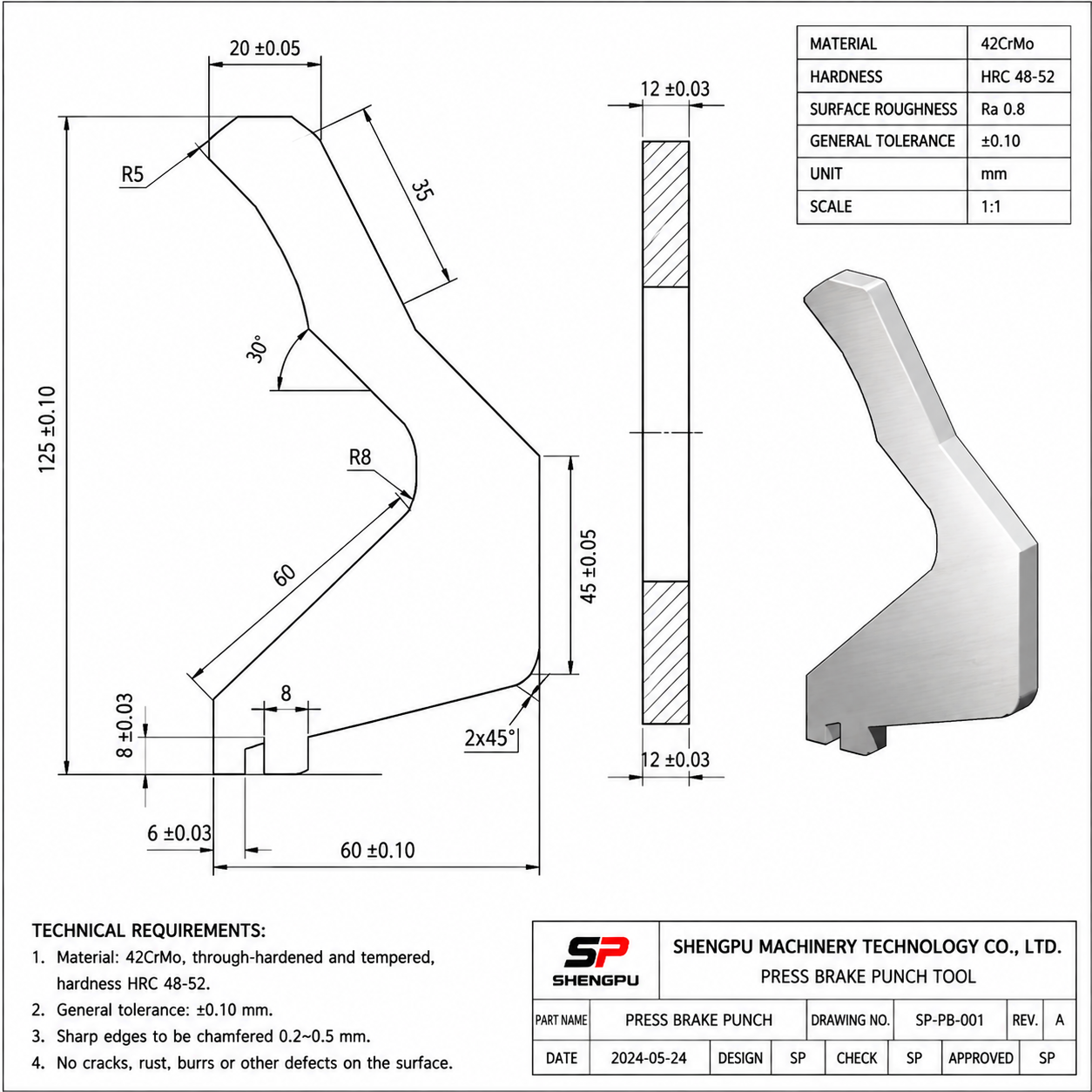 Special shaped press brake dies manufactured by Shengpu Tooling